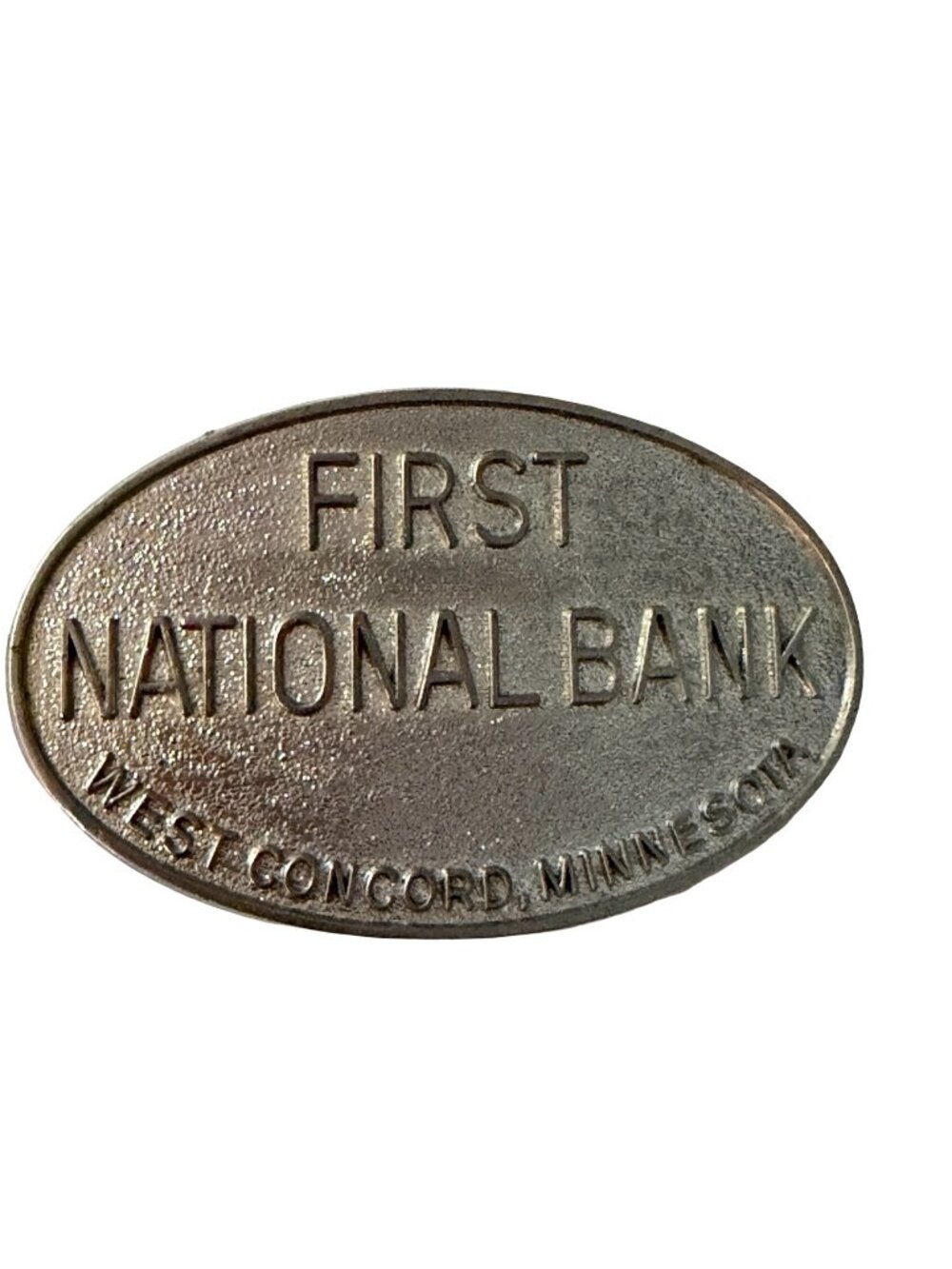 Vintage 1970s First National Bank West Concord Minnesota Belt Buckle